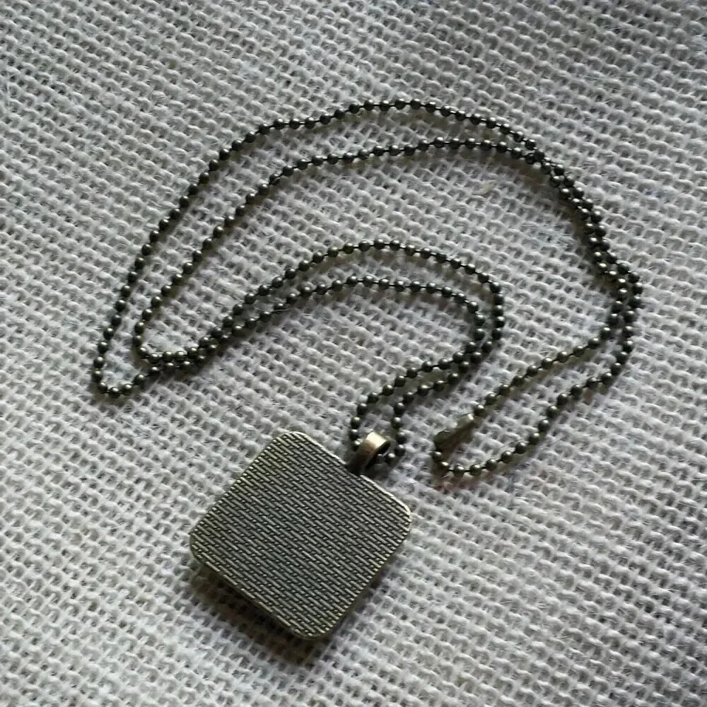 Victorian Butterflies Steampunk Square Antiqued Brass Glass 27" Long Necklace - Picture 2 of 3